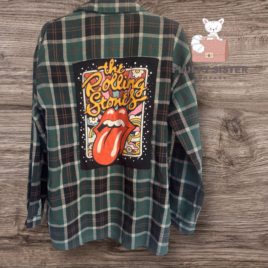 Refashioned Custom Flannel - Unisex; Rolling Stones Vintage